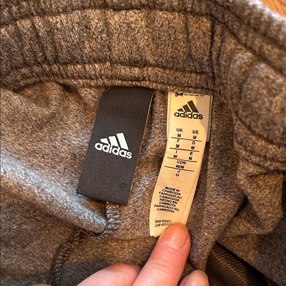 Adidas Women's Gray Joggers with Black Stripes, Size M - Picture 2 of 4